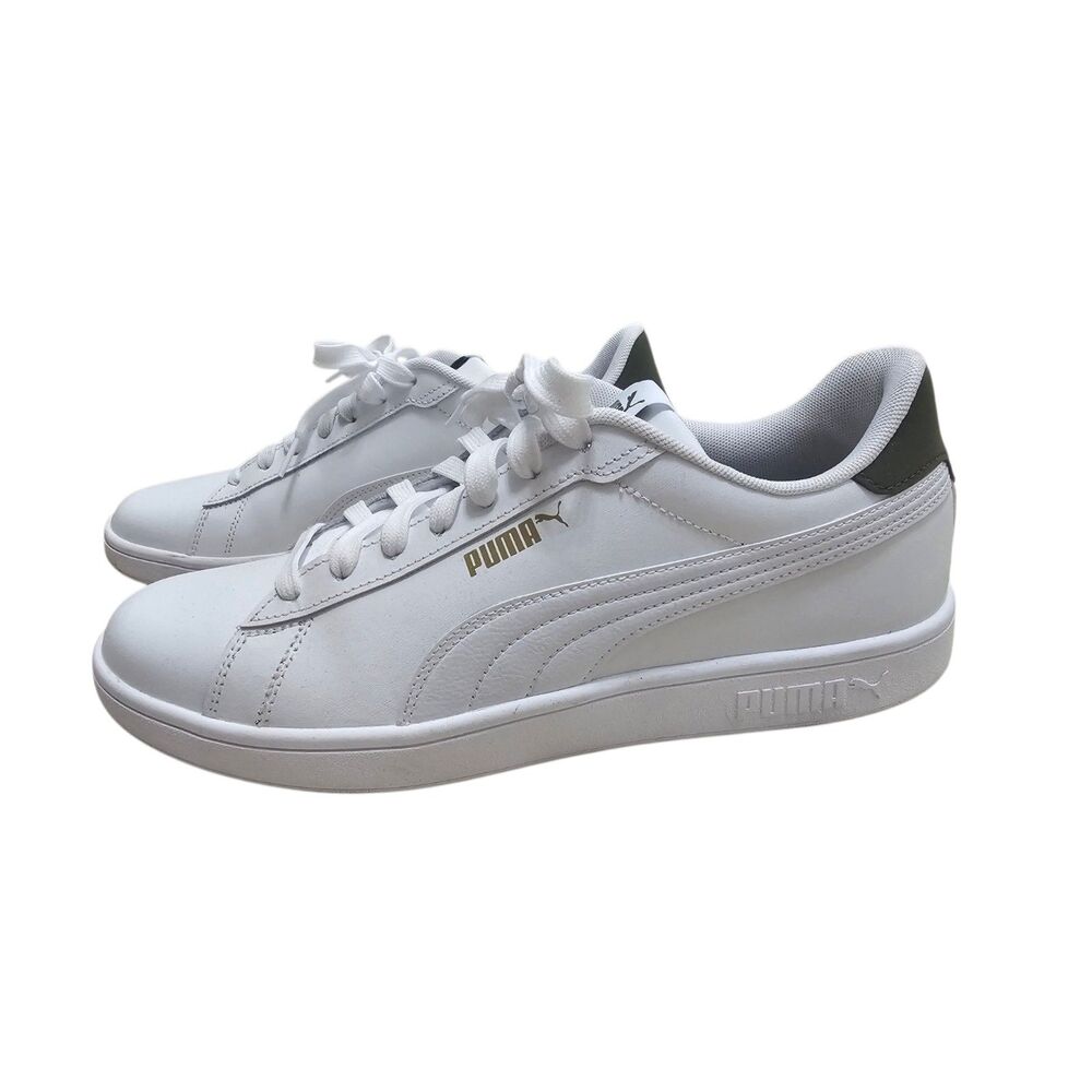Puma Ace Court Shoe with Dark Green Heel Accent 9.5